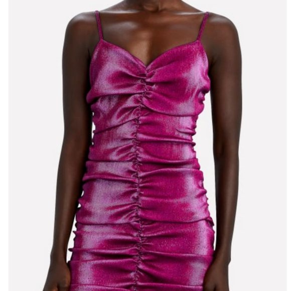 Area Fuchsia Ruched Mini Dress - Picture 1 of 11